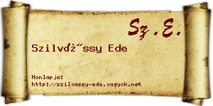 Szilvássy Ede névjegykártya